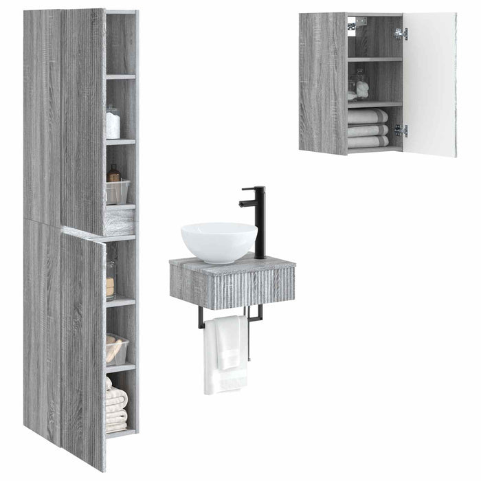 Set de mobilier pentru baie 3 buc. Sonoma gri WALTI