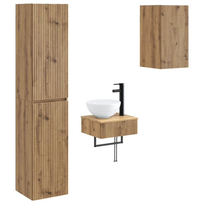 Set de mobilier pentru baie 3 buc. Stejar Artizanal WALTI