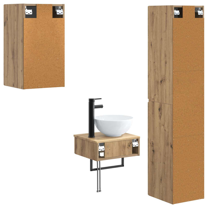 Set de mobilier pentru baie 3 buc. Stejar Artizanal WALTI