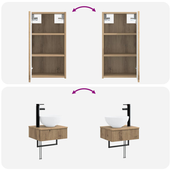 Set de mobilier pentru baie 3 buc. Stejar Artizanal WALTI