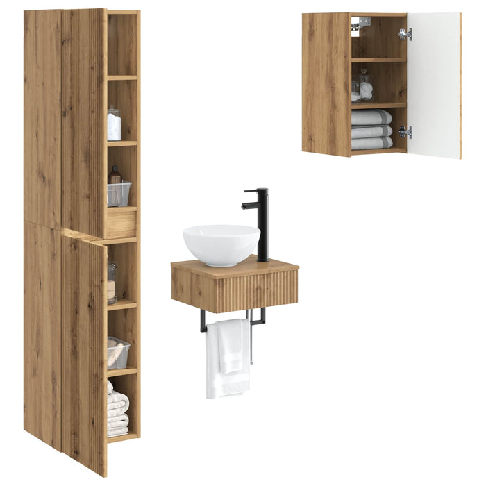 Set de mobilier pentru baie 3 buc. Stejar Artizanal WALTI