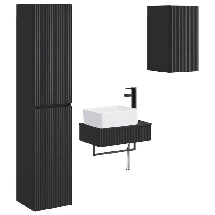 Set de mobilier pentru baie 3 buc. Negru 33 x 34,5 x 160 cm WALTI