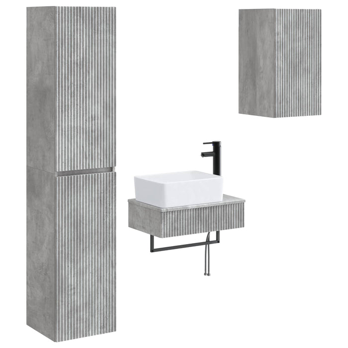 Set de mobilier pentru baie 3 buc. Gri Beton 33 x 34,5 x 160 cm WALTI