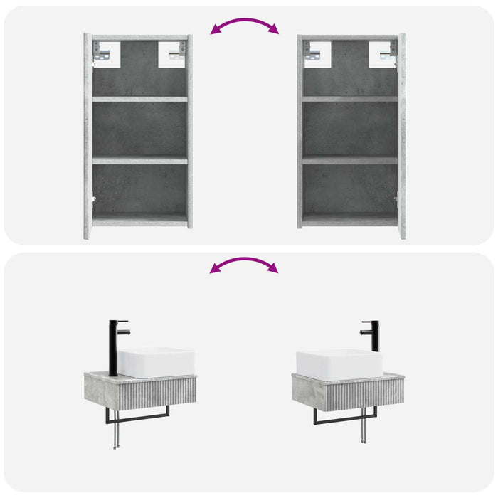 Set de mobilier pentru baie 3 buc. Gri Beton 33 x 34,5 x 160 cm WALTI