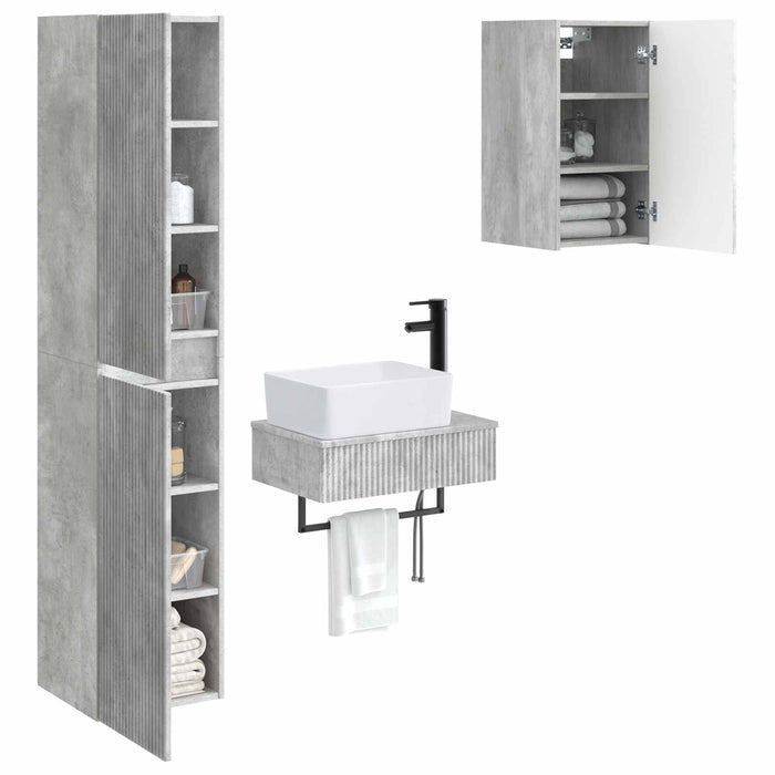 Set de mobilier pentru baie 3 buc. Gri Beton 33 x 34,5 x 160 cm WALTI