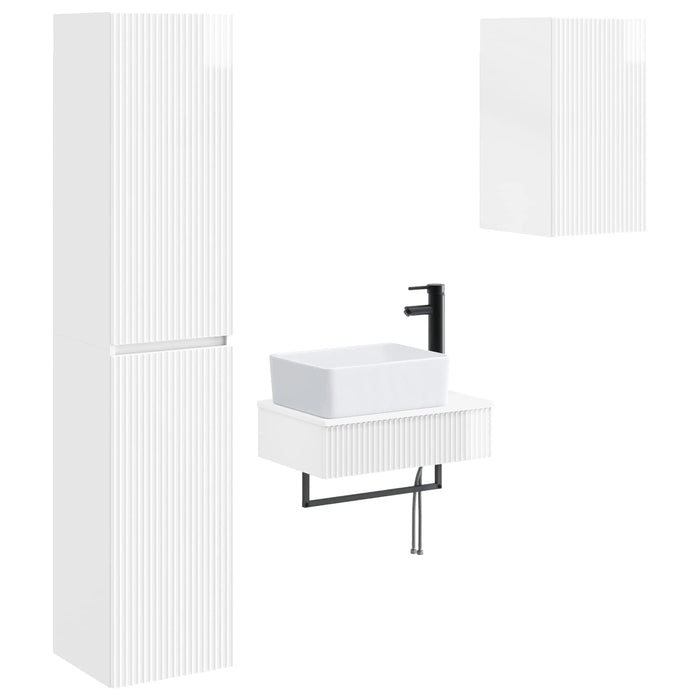 Set de mobilier pentru baie 3 buc. Alb foarte lucios WALTI