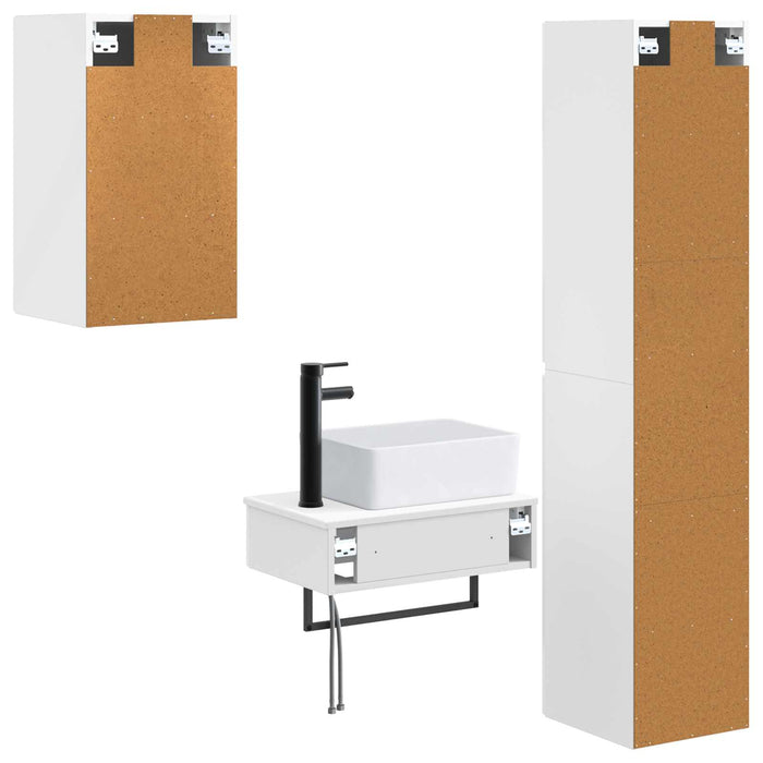Set de mobilier pentru baie 3 buc. Alb foarte lucios WALTI