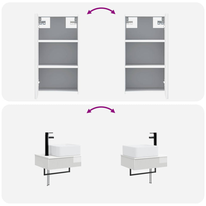 Set de mobilier pentru baie 3 buc. Alb foarte lucios WALTI