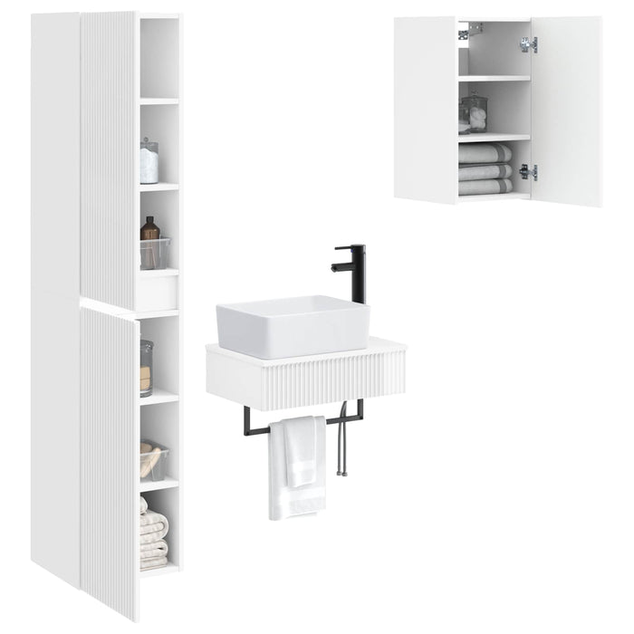 Set de mobilier pentru baie 3 buc. Alb foarte lucios WALTI