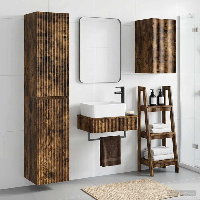 Set de mobilier pentru baie 3 buc. Stejar fumuriu WALTI