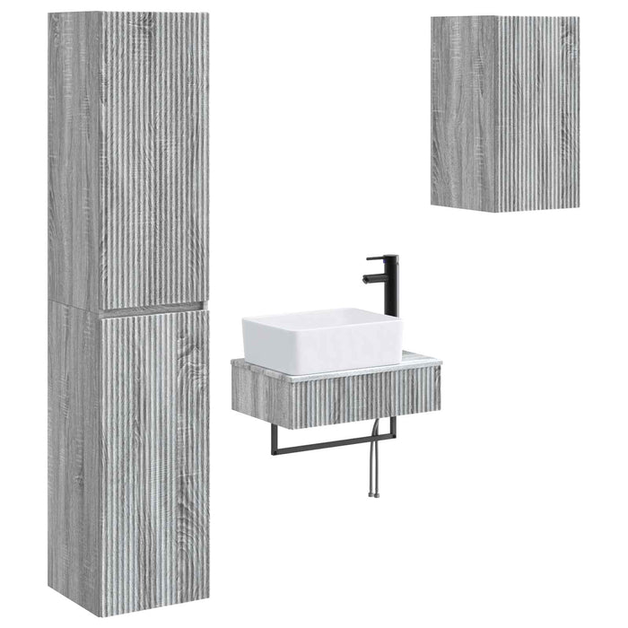 Set de mobilier pentru baie 3 buc. Sonoma gri WALTI