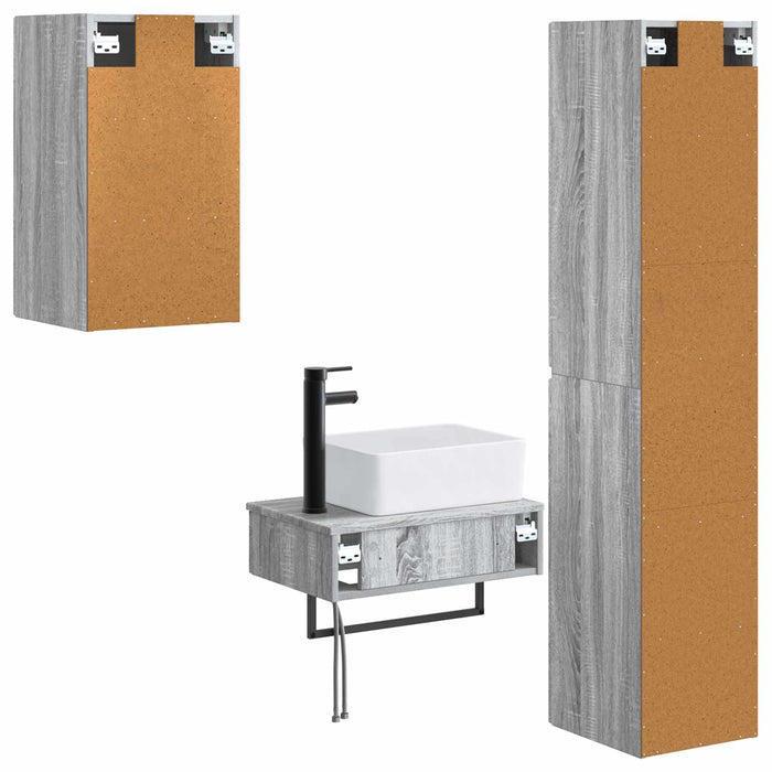 Set de mobilier pentru baie 3 buc. Sonoma gri WALTI