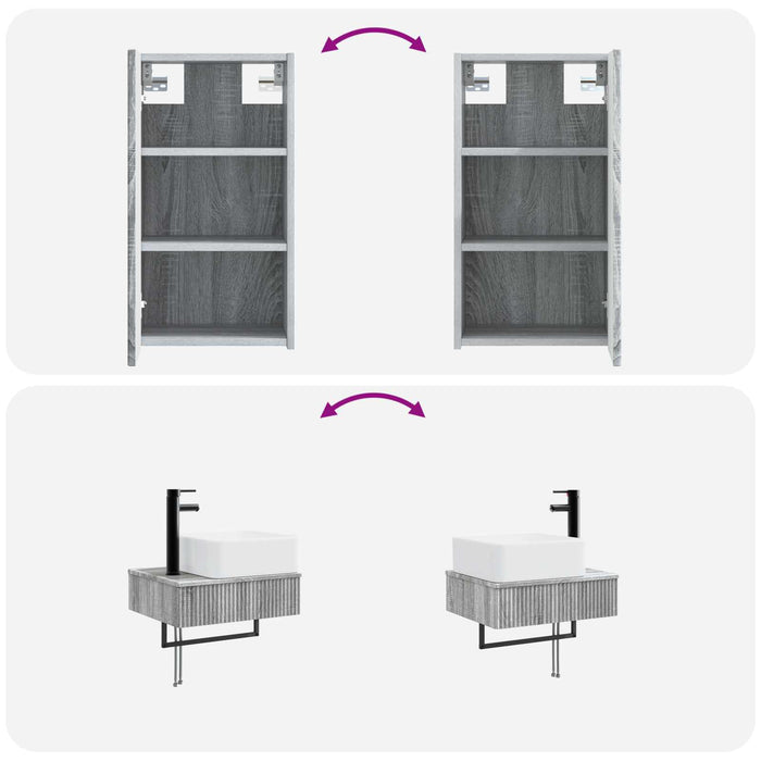 Set de mobilier pentru baie 3 buc. Sonoma gri WALTI