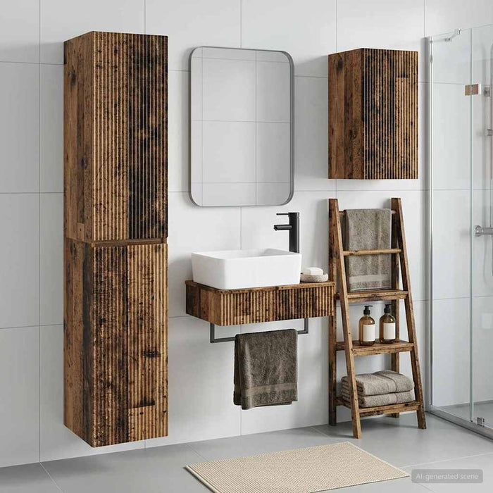 Set de mobilier pentru baie 3 buc. Lemn vechi WALTI
