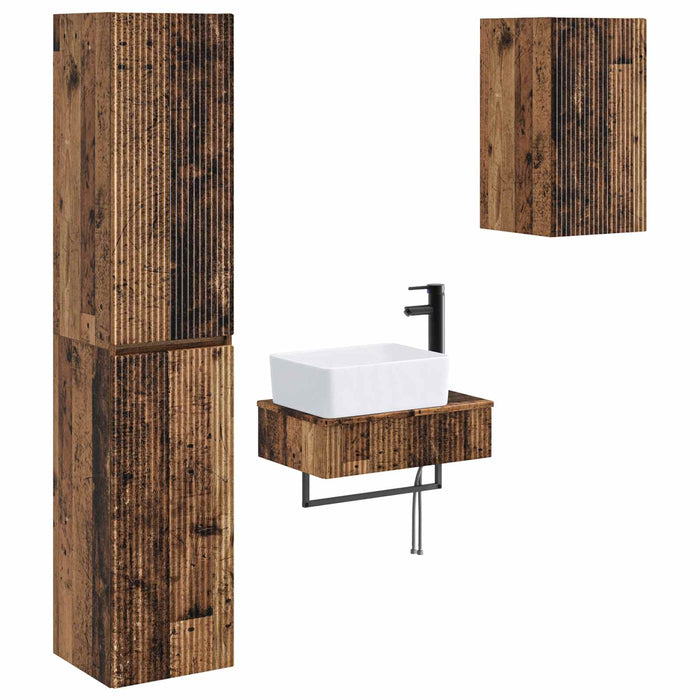 Set de mobilier pentru baie 3 buc. Lemn vechi WALTI