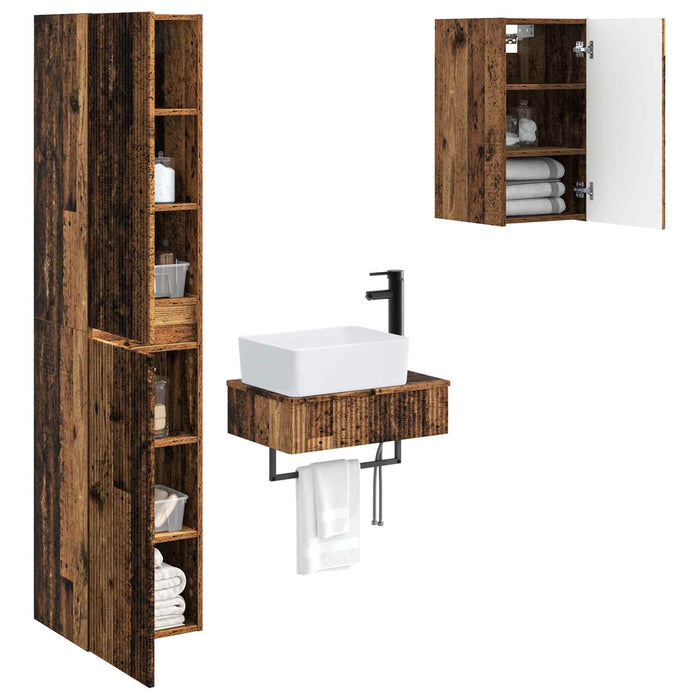 Set de mobilier pentru baie 3 buc. Lemn vechi WALTI
