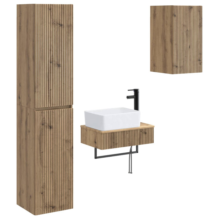 Set de mobilier pentru baie 3 buc. Stejar Artizanal WALTI