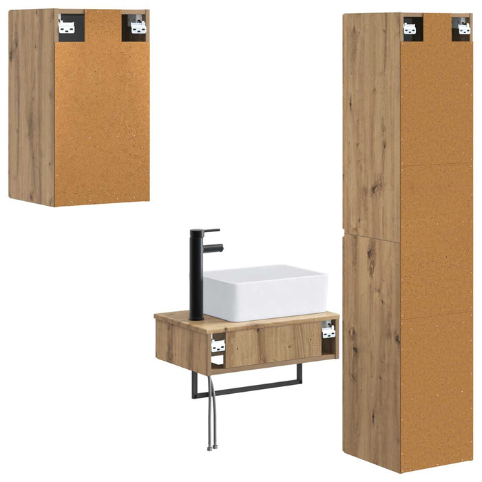 Set de mobilier pentru baie 3 buc. Stejar Artizanal WALTI