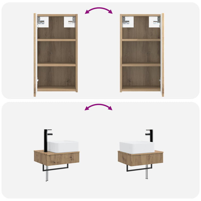 Set de mobilier pentru baie 3 buc. Stejar Artizanal WALTI