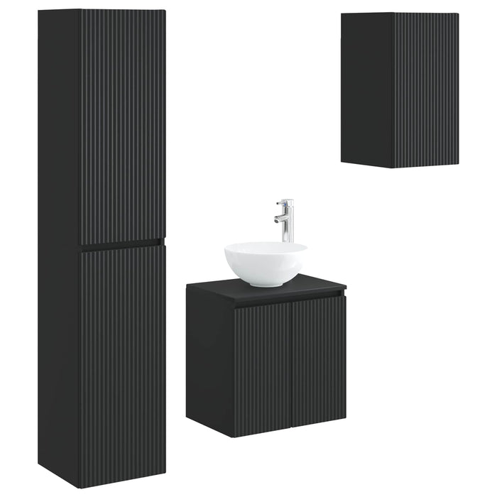 Set de mobilier pentru baie 3 buc. Negru 33 x 34,5 x 160 cm WALTI