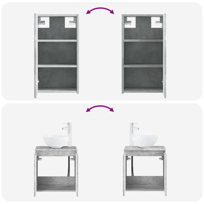 Set de mobilier pentru baie 3 buc. Gri Beton 33 x 34,5 x 160 cm WALTI