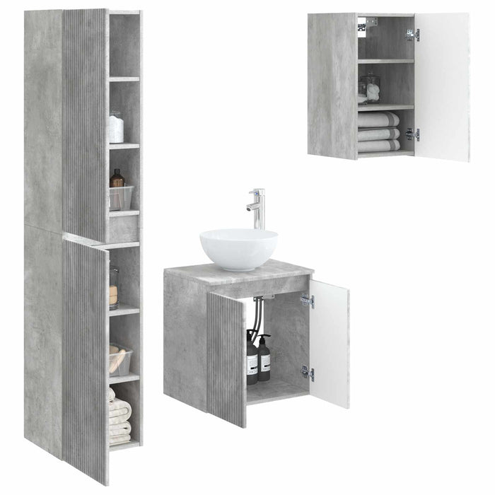 Set de mobilier pentru baie 3 buc. Gri Beton 33 x 34,5 x 160 cm WALTI