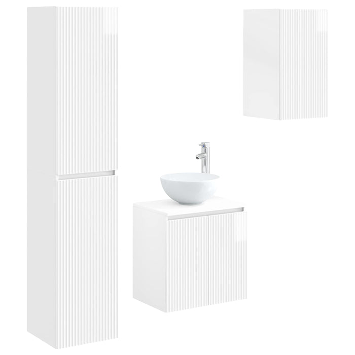 Set de mobilier pentru baie 3 buc. Alb foarte lucios WALTI