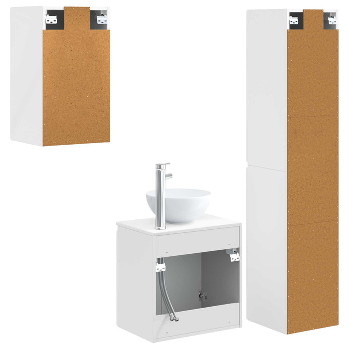 Set de mobilier pentru baie 3 buc. Alb foarte lucios WALTI