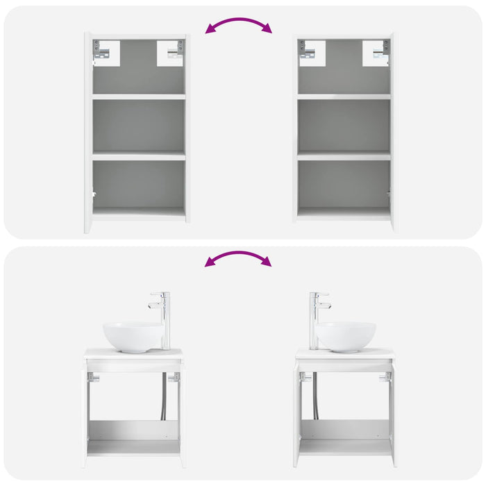 Set de mobilier pentru baie 3 buc. Alb foarte lucios WALTI
