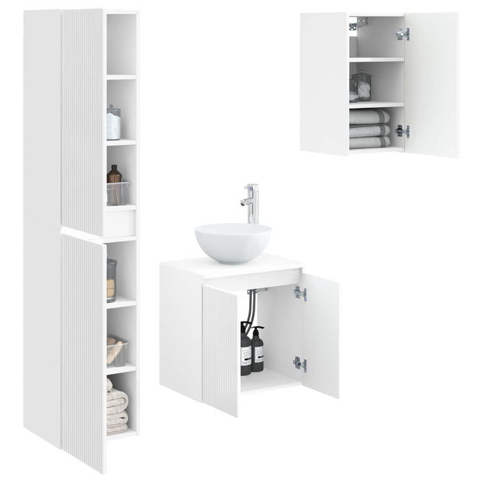 Set de mobilier pentru baie 3 buc. Alb foarte lucios WALTI