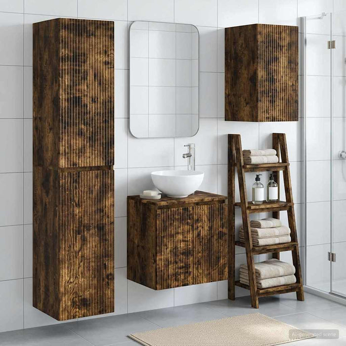 Set de mobilier pentru baie 3 buc. Stejar fumuriu WALTI