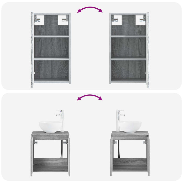 Set de mobilier pentru baie 3 buc. Sonoma gri WALTI