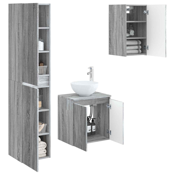 Set de mobilier pentru baie 3 buc. Sonoma gri WALTI