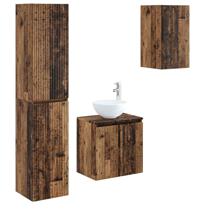 Set de mobilier pentru baie 3 buc. Lemn vechi WALTI