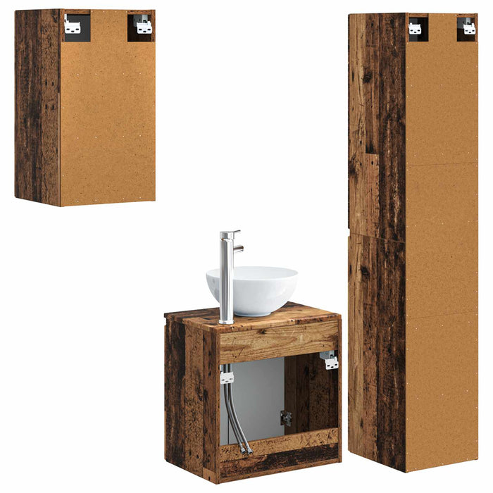 Set de mobilier pentru baie 3 buc. Lemn vechi WALTI