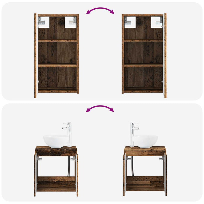 Set de mobilier pentru baie 3 buc. Lemn vechi WALTI