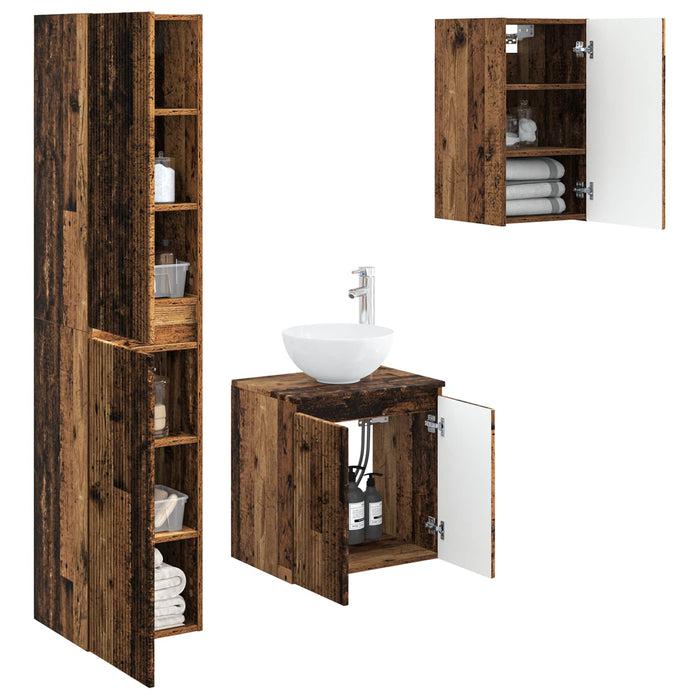 Set de mobilier pentru baie 3 buc. Lemn vechi WALTI