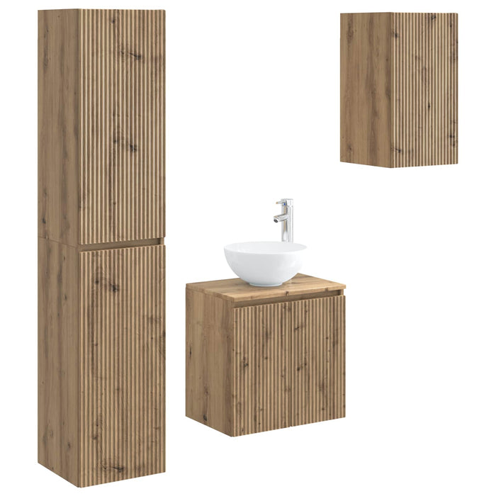 Set de mobilier pentru baie 3 buc. Stejar Artizanal WALTI