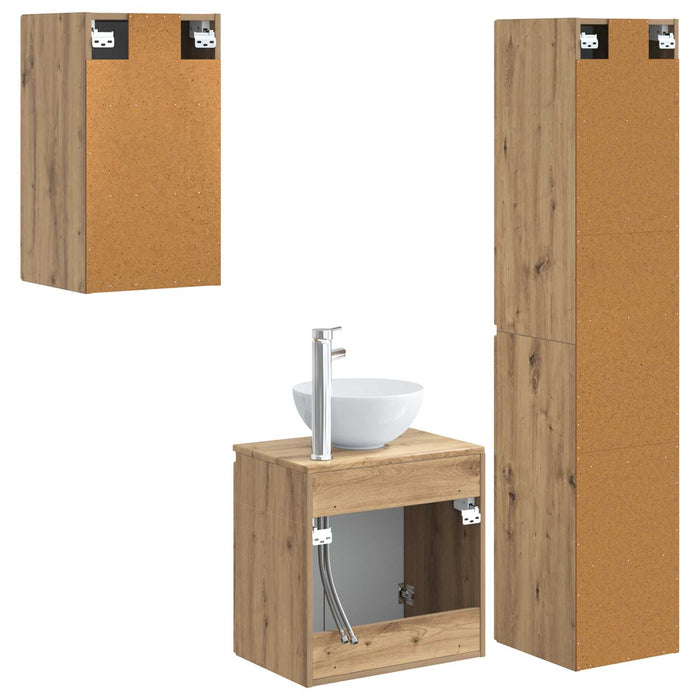 Set de mobilier pentru baie 3 buc. Stejar Artizanal WALTI