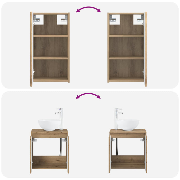 Set de mobilier pentru baie 3 buc. Stejar Artizanal WALTI