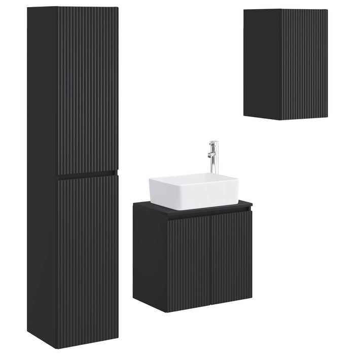 Set de mobilier pentru baie 3 buc. Negru 33 x 34,5 x 160 cm WALTI
