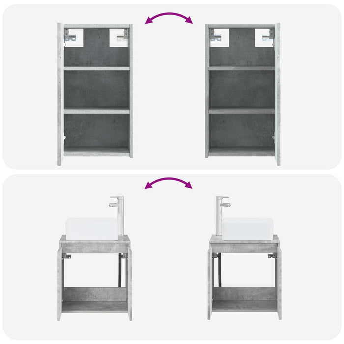 Set de mobilier pentru baie 3 buc. Gri Beton 33 x 34,5 x 160 cm WALTI