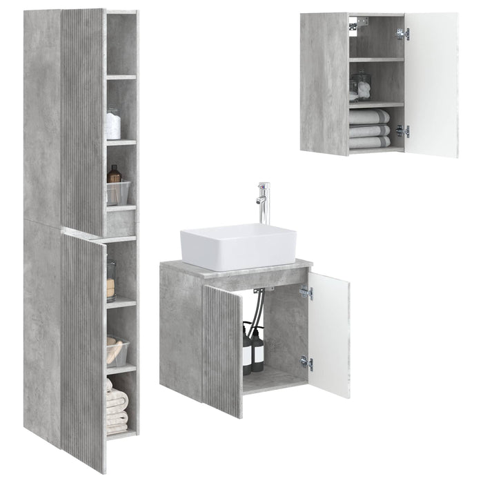 Set de mobilier pentru baie 3 buc. Gri Beton 33 x 34,5 x 160 cm WALTI