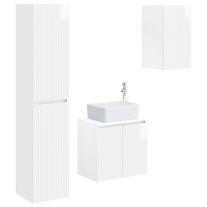 Set de mobilier pentru baie 3 buc. Alb foarte lucios WALTI
