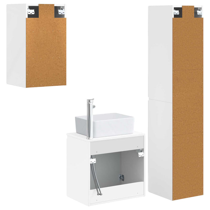 Set de mobilier pentru baie 3 buc. Alb foarte lucios WALTI