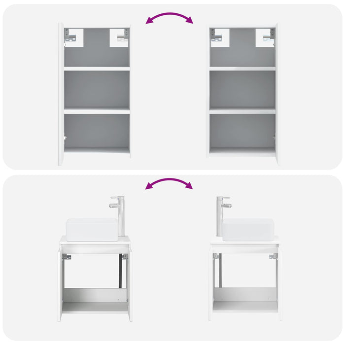 Set de mobilier pentru baie 3 buc. Alb foarte lucios WALTI