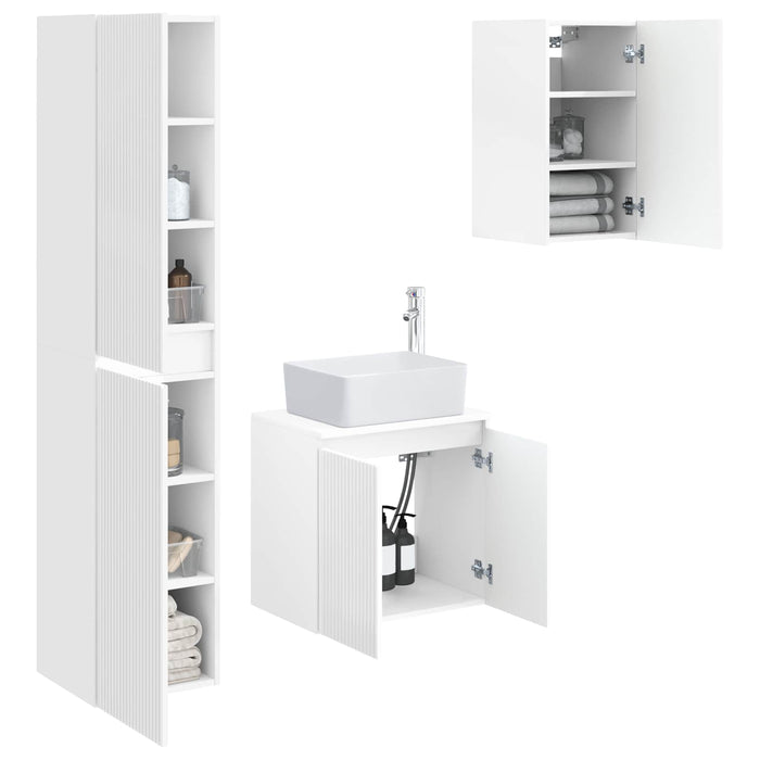 Set de mobilier pentru baie 3 buc. Alb foarte lucios WALTI