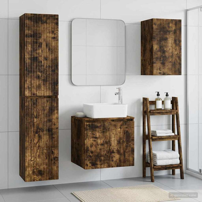 Set de mobilier pentru baie 3 buc. Stejar fumuriu WALTI