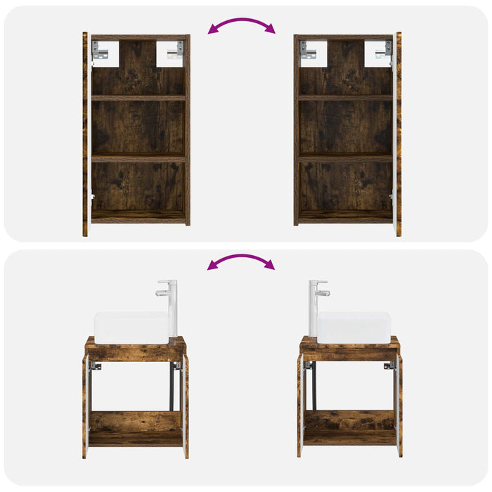 Set de mobilier pentru baie 3 buc. Stejar fumuriu WALTI