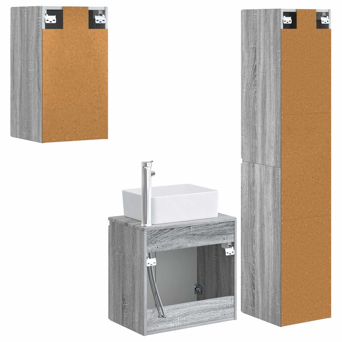 Set de mobilier pentru baie 3 buc. Sonoma gri WALTI